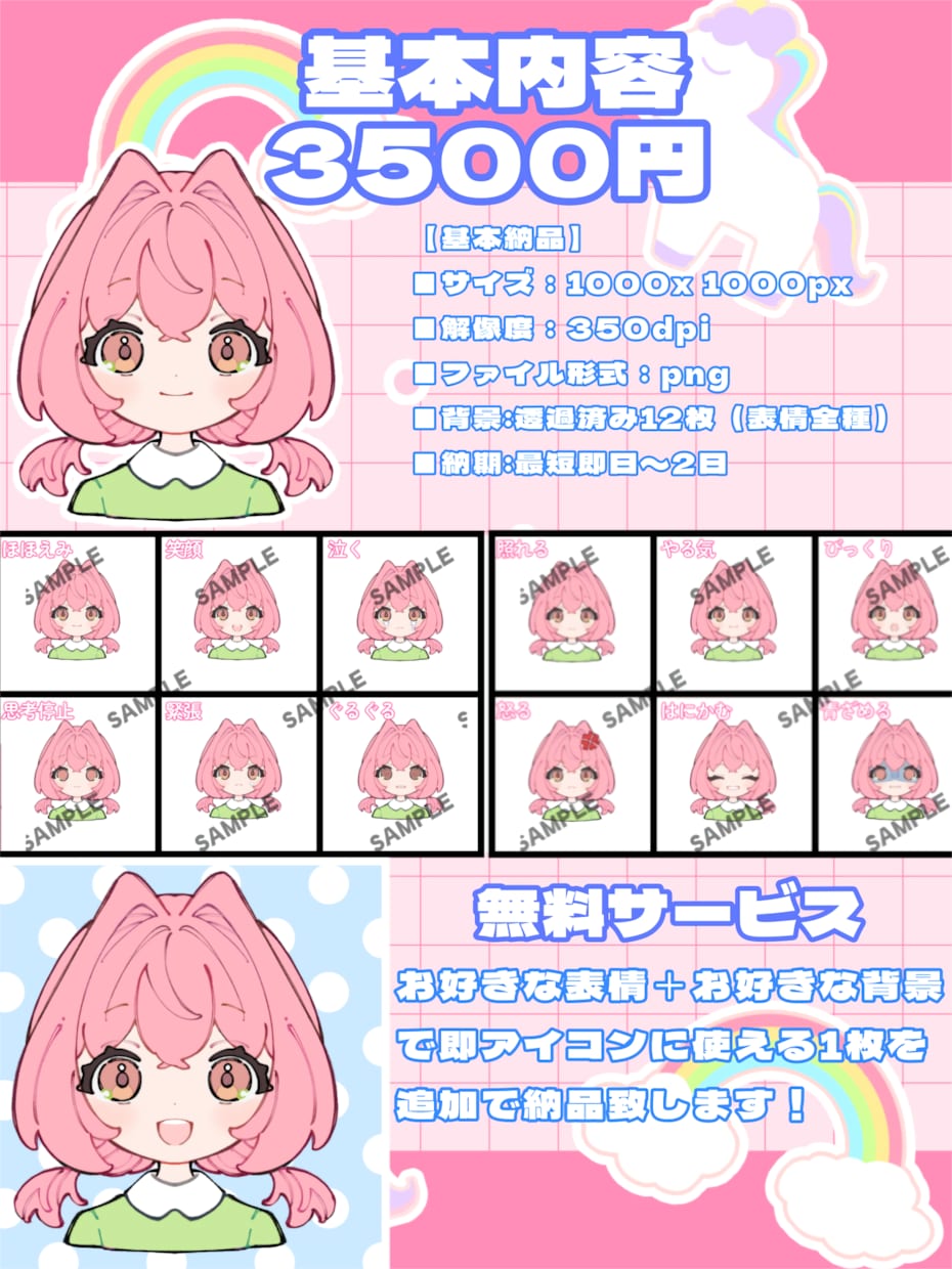 残り7名様限定価格‼️商用ok‼️で制作します 簡単やりとりで最短即日納品！背景透過ですぐ使えます！ イメージ2