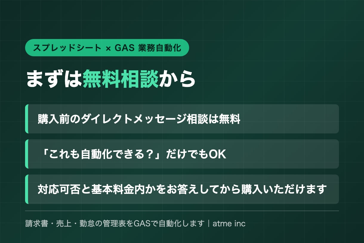 スプレッドシートで請求書・売上・勤怠を自動化します ボタン1つで請求書発行。自社店舗で毎日使う仕組みを構築 イメージ2
