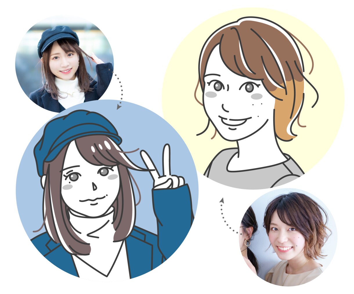 シンプルな線画の似顔絵イラストを作成いたします SNSや会議用の似顔絵アイコンに！ イメージ3