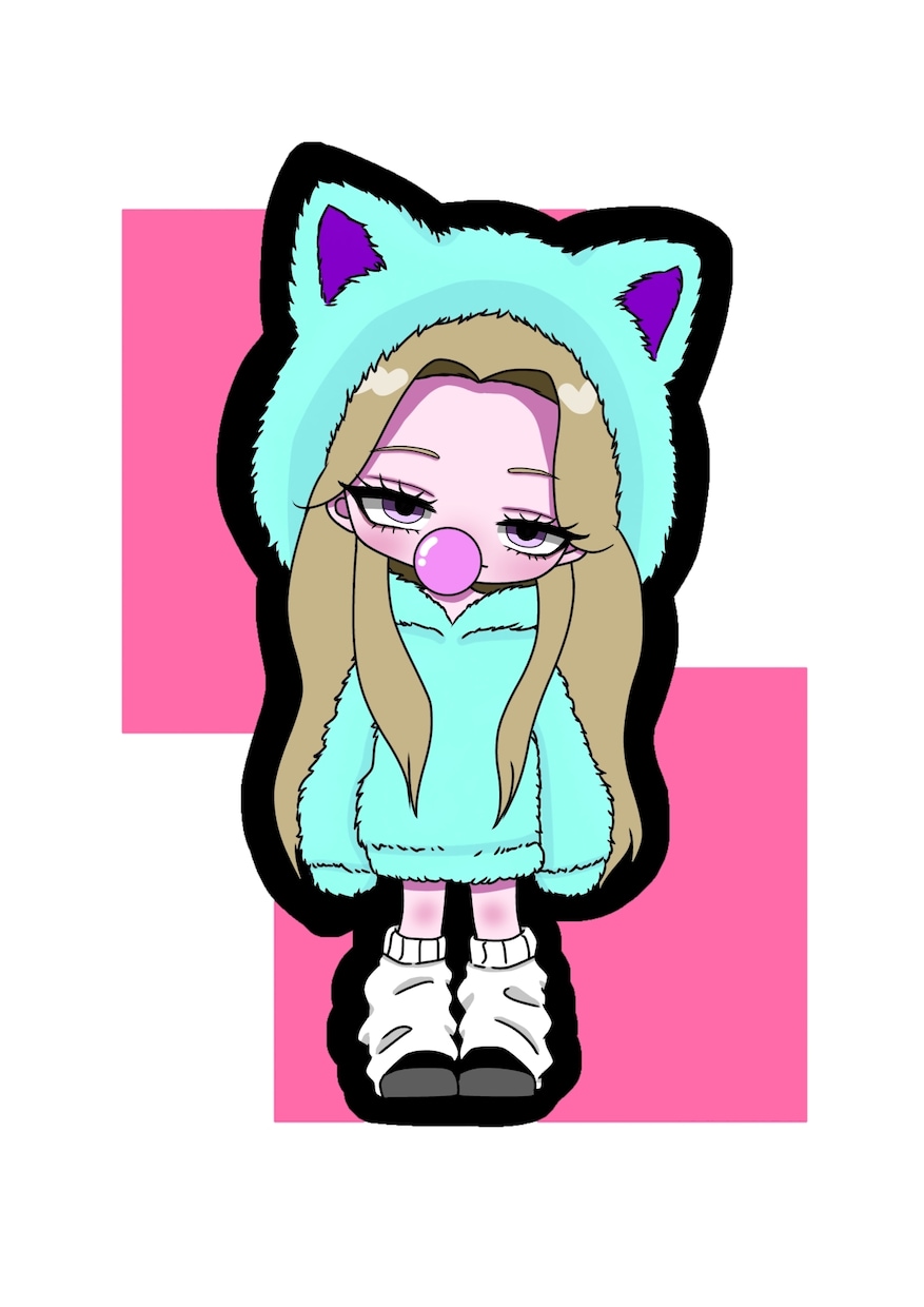 量産｜猫耳パーカーでミニキャラ描きます アイコン｜ SNS ｜配信等で使える◎ イメージ2