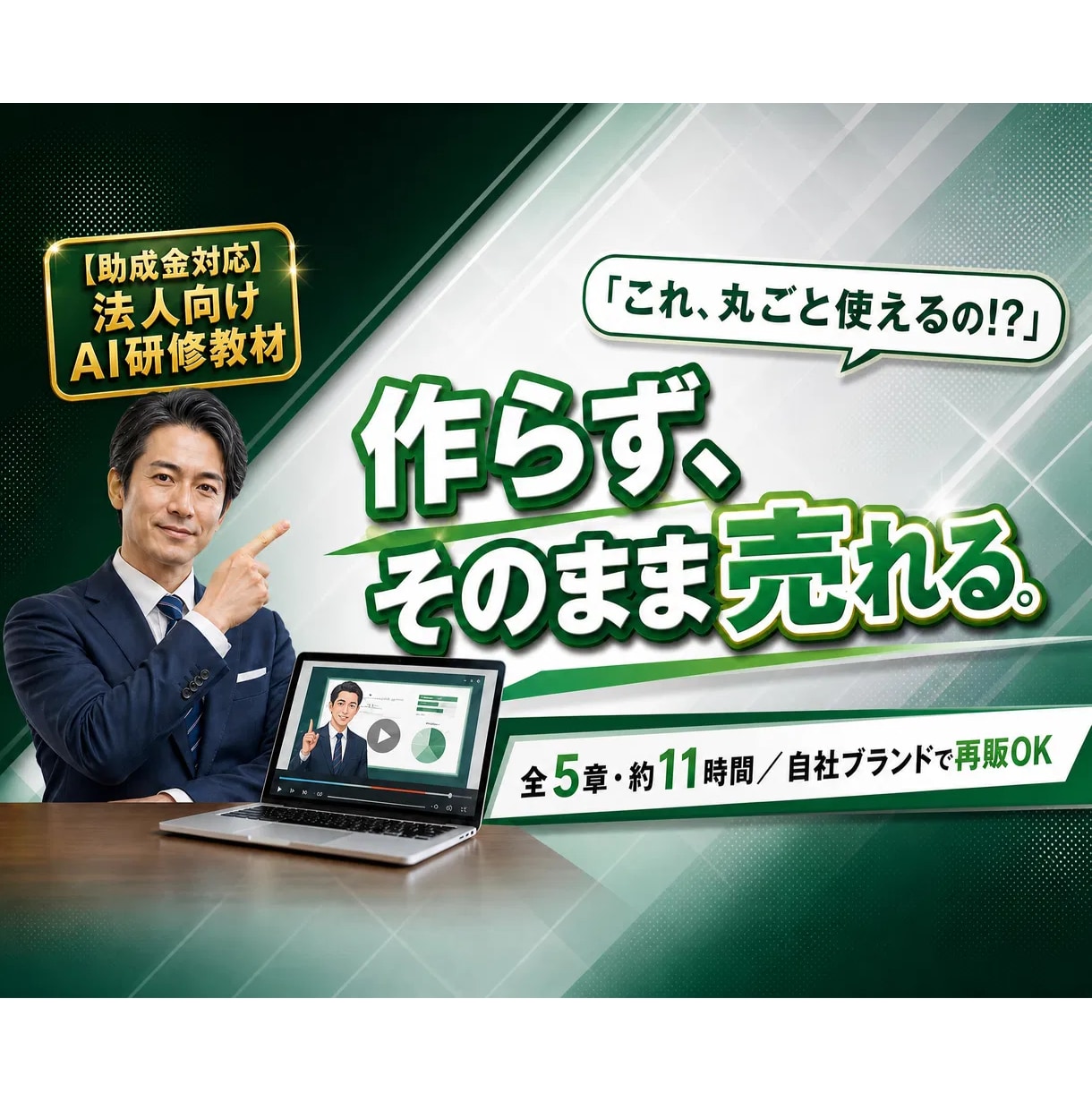 助成金対象/法人向けAI動画研修教材を提供します /即導入/リスキリング/DX支援/社内研修使用/自社商品再販 イメージ1