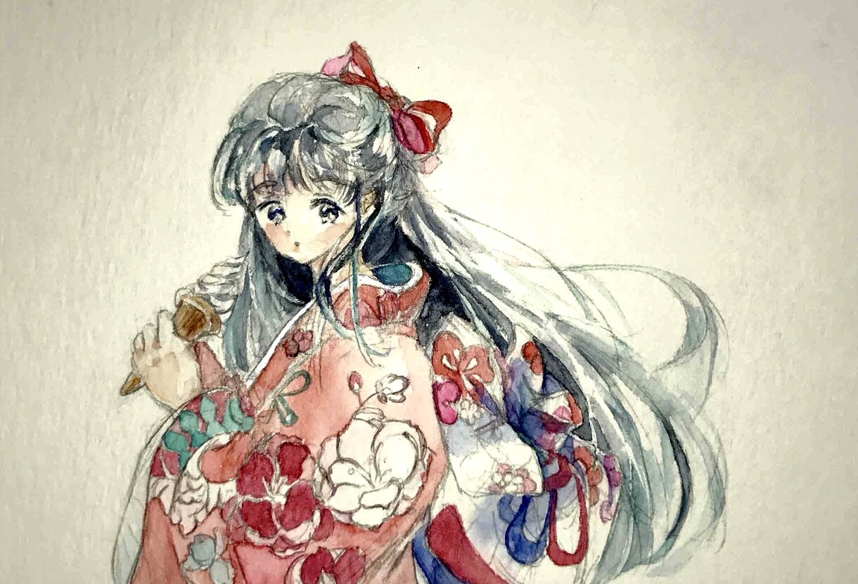 水彩イラスト描きます 透明水彩でMV等の一枚絵を描きます！和服、少女、動物… イメージ3