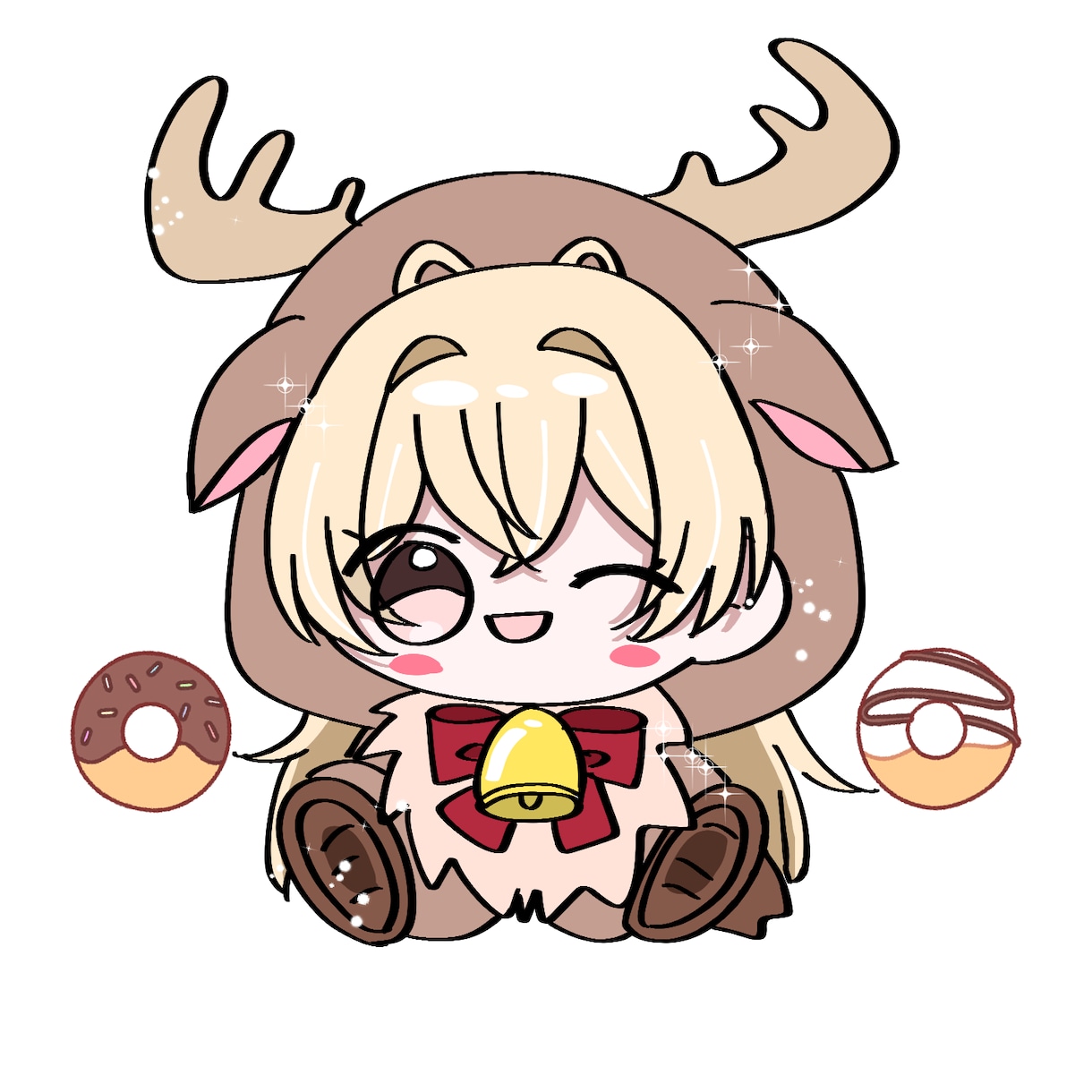 トナカイゆるらふデフォルメキャラを描きます クリスマスゆるきゃらトナカイ単体です イメージ1