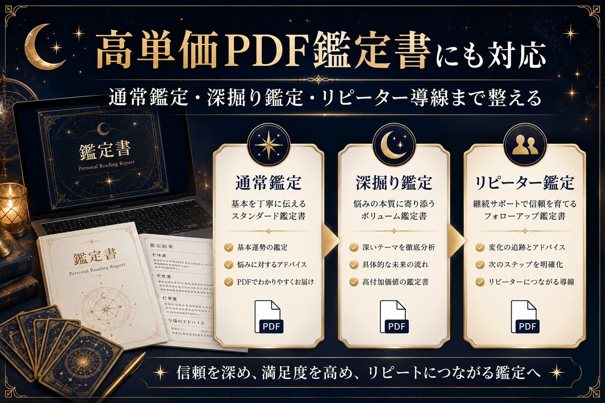 占い師向けAI鑑定書PDF作成テンプレ一式渡します 鑑定書作成をAIで時短し丁寧に整えます イメージ5