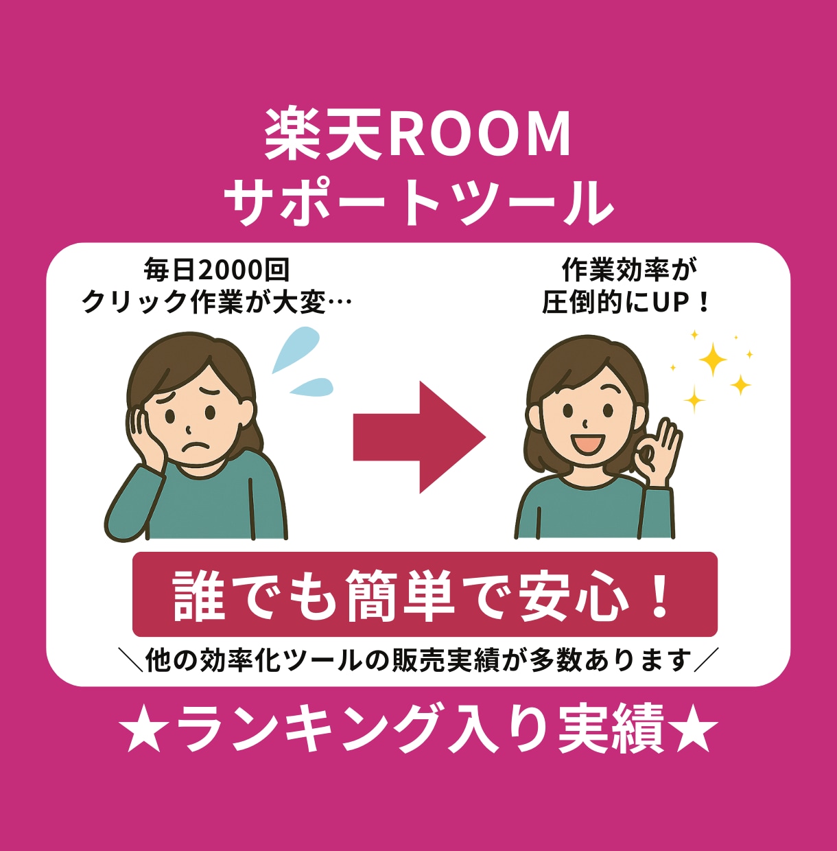 楽天ROOMいいね・フォロー完全自動化します 毎日2000回クリック→効率化で時間短縮！売上UP！ イメージ1