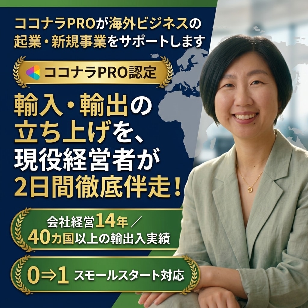 海外ビジネスの起業・新規事業を0からサポートします 経営14年・40カ国取引｜ココナラPRO&現役経営者が伴走！ イメージ1
