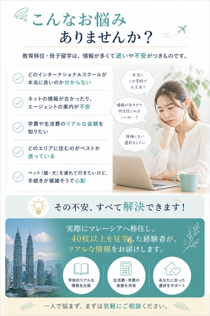 マレーシア教育移住・母子留学の経験者が答えます ネットの情報で動く前に、リアルを聞いてください イメージ2
