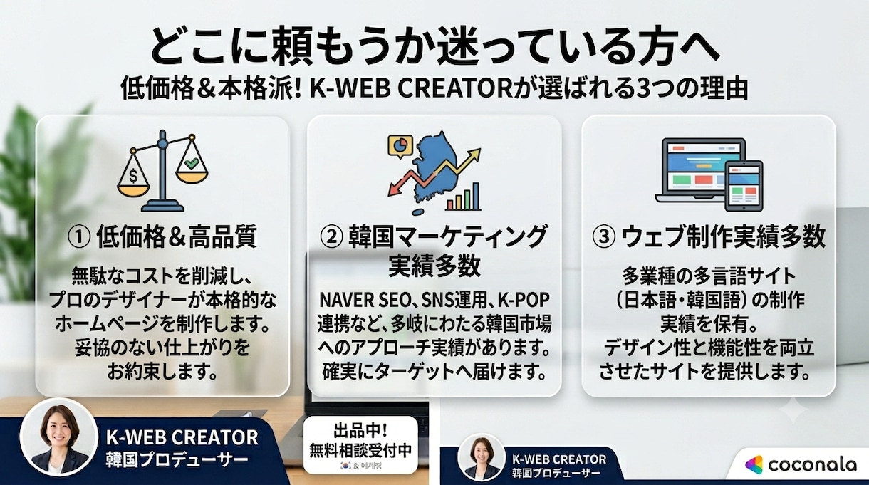 低価格高品質のホームページ作成致します 来日観光客数No.1韓国検索エンジンNAVERにも掲載可能! イメージ4