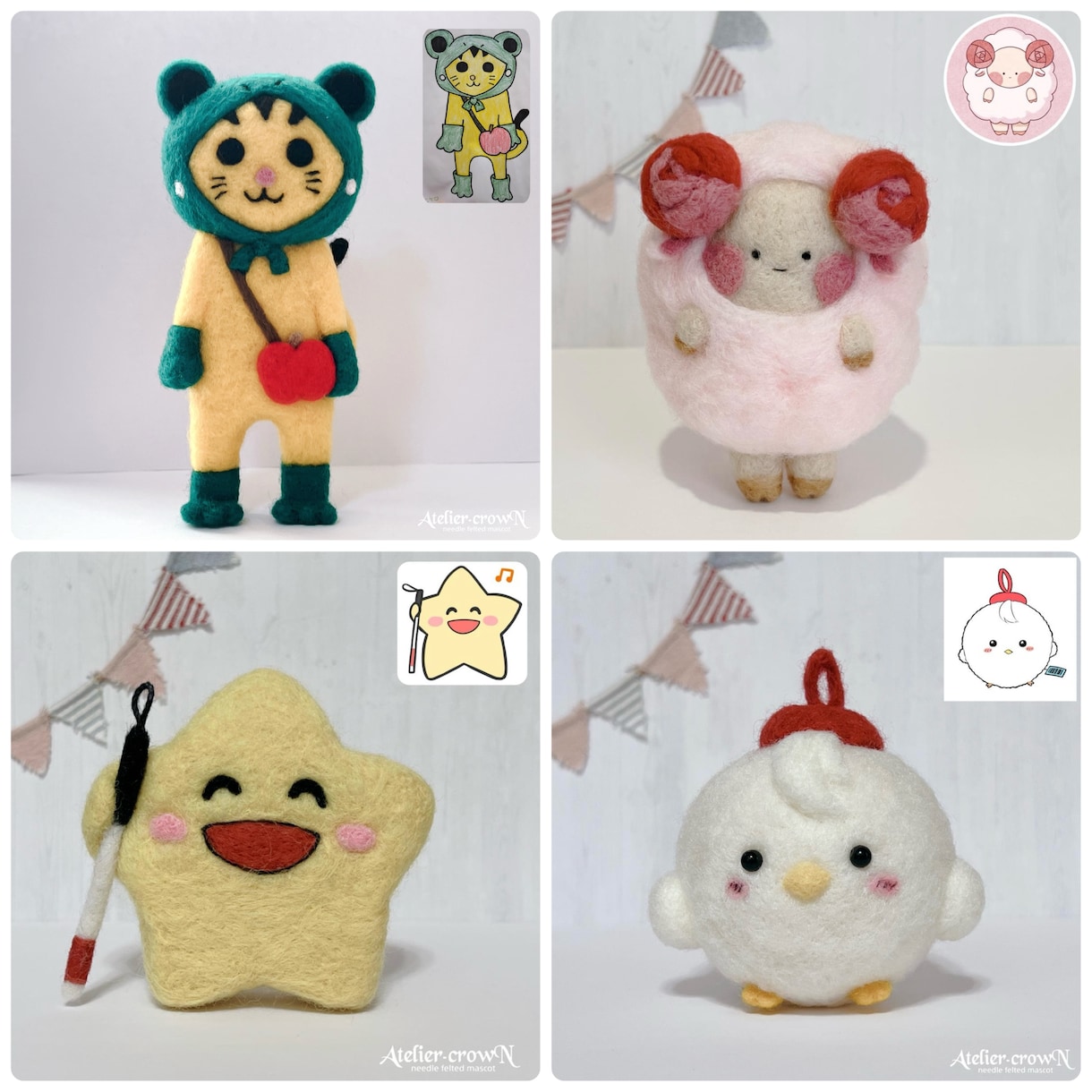 オリジナルキャラを羊毛フェルトのマスコットにします 写真や画像、手書きのイラストからお作りします☆ イメージ3