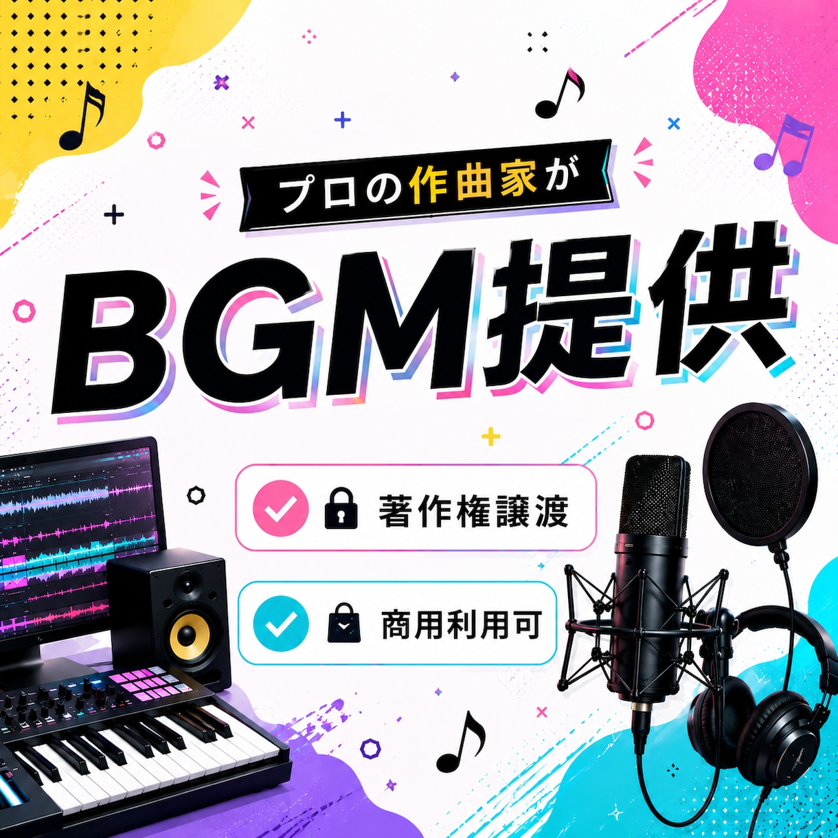 動画の雰囲気が安定するBGMを作成します YouTube動画用に「声を邪魔しない」BGMを制作します。 イメージ1