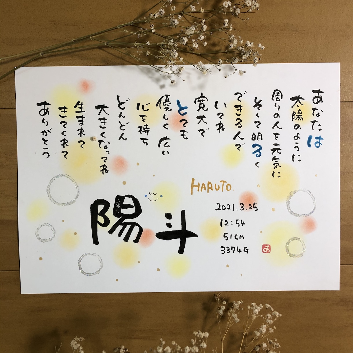命名ポエム】お子様の成長を願った可愛い詩にします 見て幸せになれるお名前にちなんだ詩をお作りします(*^^*) イメージ6
