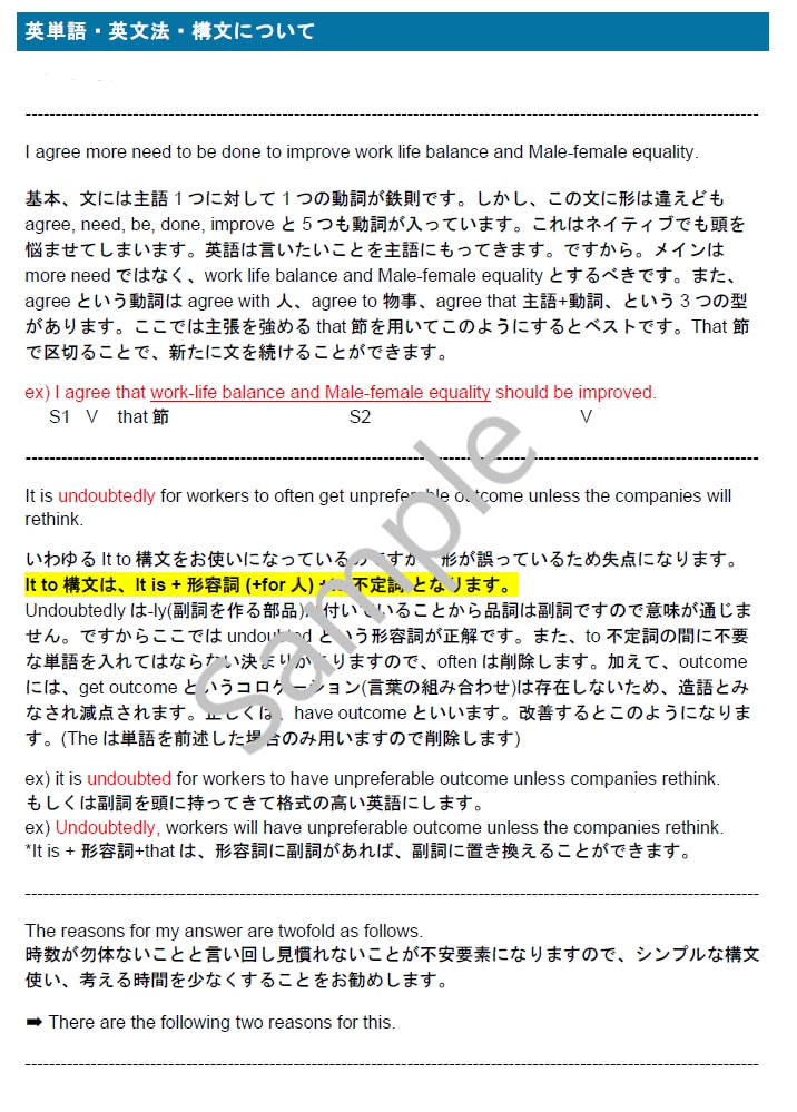 英検全級対応 英作文を即日添削・アドバイスします 評価、添削・アドバイス、弱点発見の3点セットです イメージ3