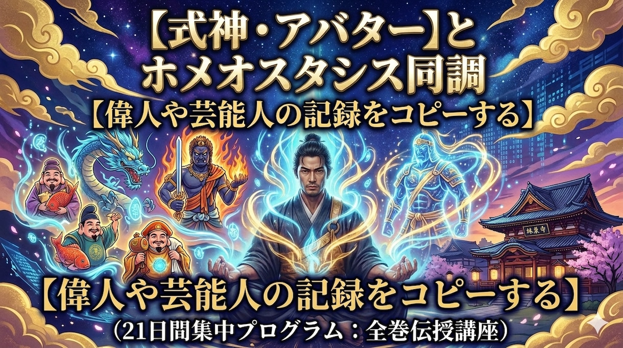 式神とホメオスタシス同調を伝授します ●式神伝授・偉人コピー・八正道による浄化・運命変革の技術】 イメージ1