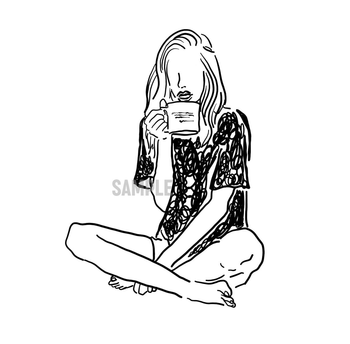 雰囲気似顔絵☆手描きの線画モノクロイラスト描きます 雰囲気重視の線画手書きイラスト。シンプルタッチな白黒テイスト イメージ7