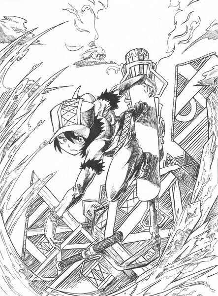 筆ペン又は筆ペン調のなんか絵+αを描きます 某アニメ会社の偉い人に勿体ないくらい面白い絵と評価頂きました イメージ4