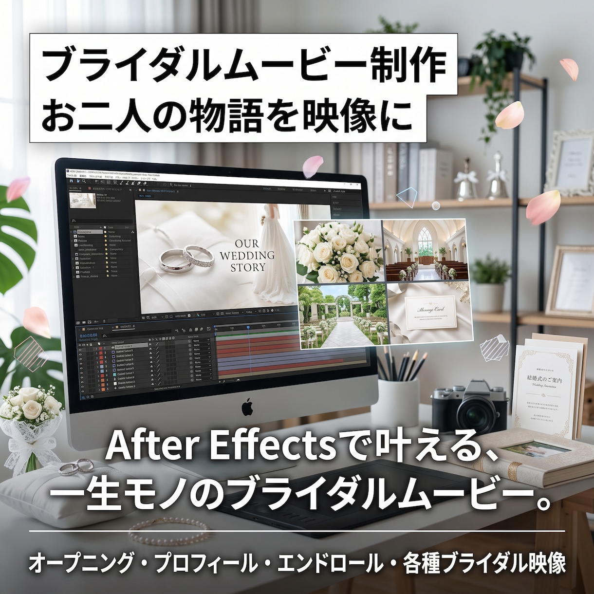結婚式動画、ブライダルムービー制作します お二人の物語を彩る、高品質な結婚式ムービー制作します イメージ1