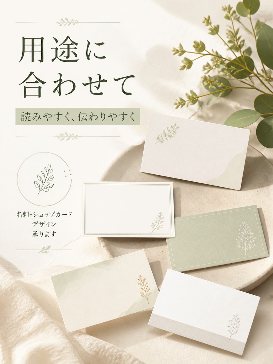 名刺・ショップカードを丁寧にデザインします 用途や相手に合わせ見やすく整えます イメージ2