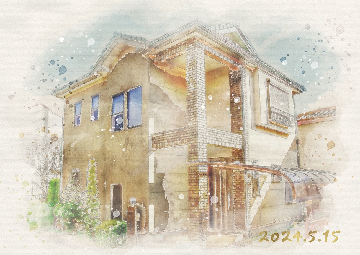 お好きな建物を水彩画風にお作りいたします 新築記念やお店のオープン記念などに♡A4プリントプレゼント！ イメージ3
