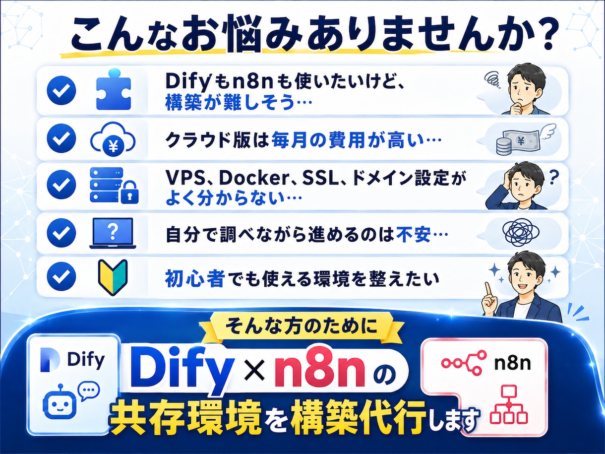 Difyとn8nを1台のVPSに構築します 月額1,000円台から始めるAI自動化サーバー環境 イメージ2