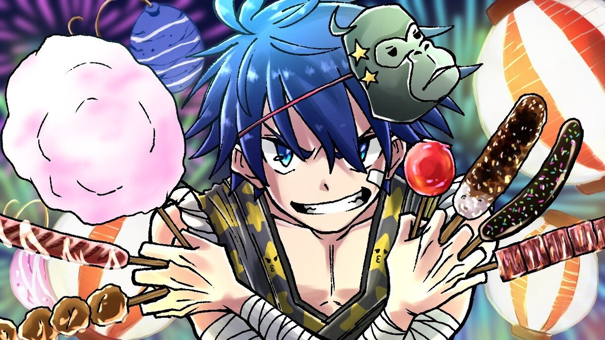 少年漫画風のカッコイイ1枚絵描きます 躍動感がありカッコイイ配信画面や動画のサムネイルを描きます！ イメージ10