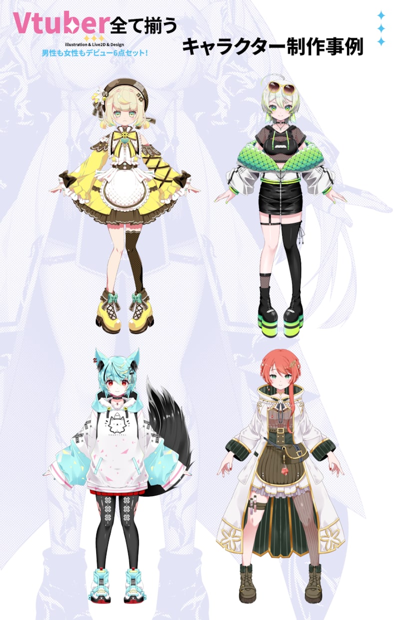 Vtuberキャラデザ～モデリング全行程制作します Live2Dモデル・パーツ分け・ロゴ・SDキャラまで全部込！ イメージ6