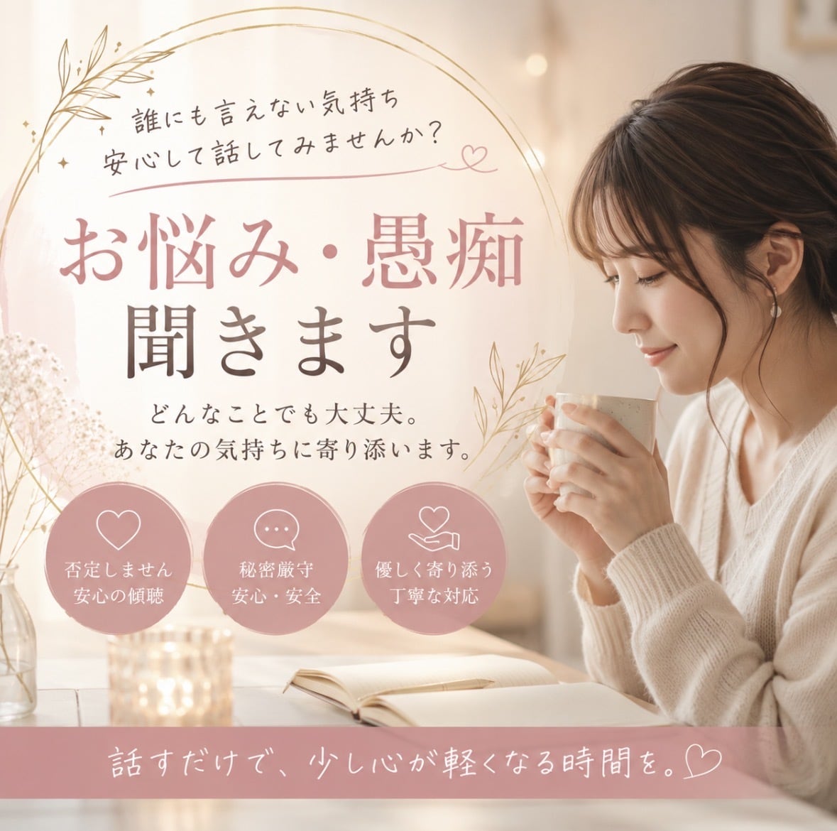 今すぐあなたのイライラや不満を聞きます 顔が見えないあいてだからこそ本音やイライラや不満を昇華！ イメージ1