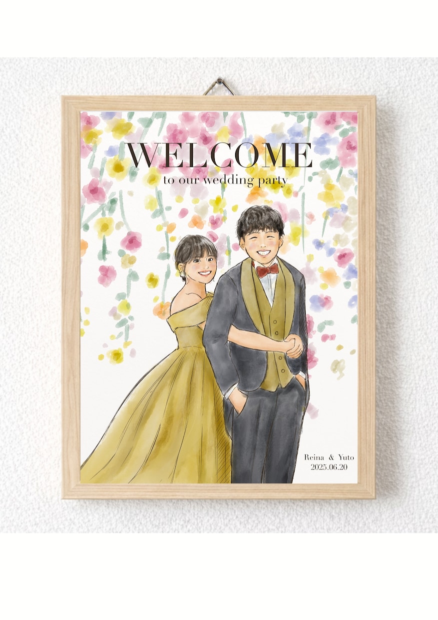 ウェルカムボード|背景あり|似顔絵イラスト描きます プレゼントや結婚式、お写真が苦手な方におすすめ イメージ1