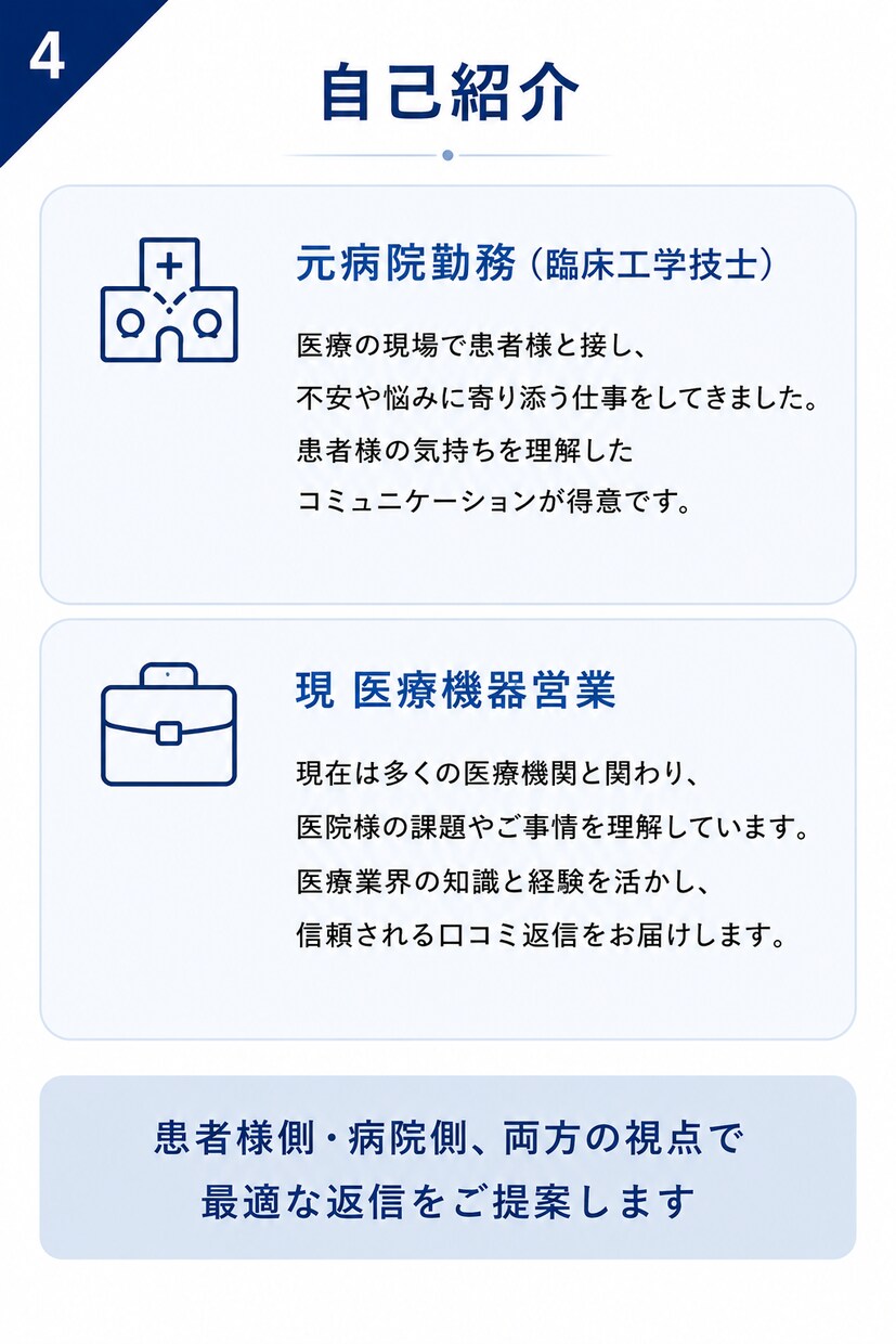 医療機関特化・Google口コミ返信対応いたします * 医療現場を理解した丁寧な返信対応 イメージ4