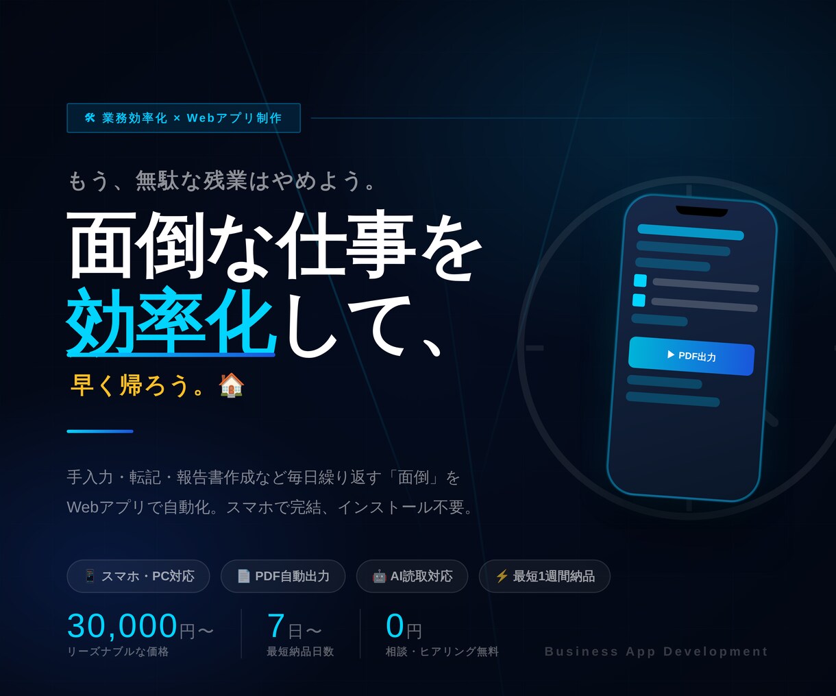 業務の手作業をWebアプリで自動化します 現場・事務の手作業をゼロにして早く帰れる職場へ イメージ1