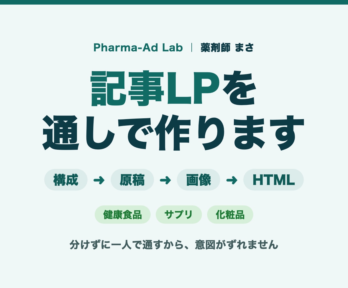 薬剤師が健康食品化粧品の記事LPを作ります 構成から原稿・画像・HTMLまで一人で通します イメージ1