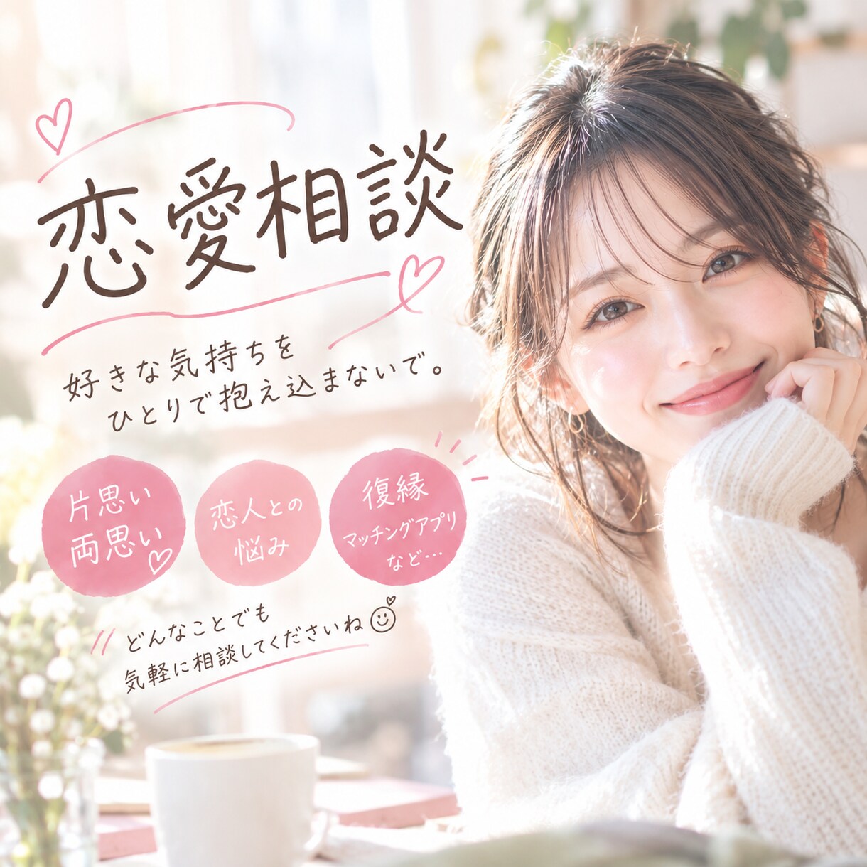 恋愛のお悩み優しくお聞きします 恋愛でお悩み中の方女性目線で本音をお話します✨ イメージ2