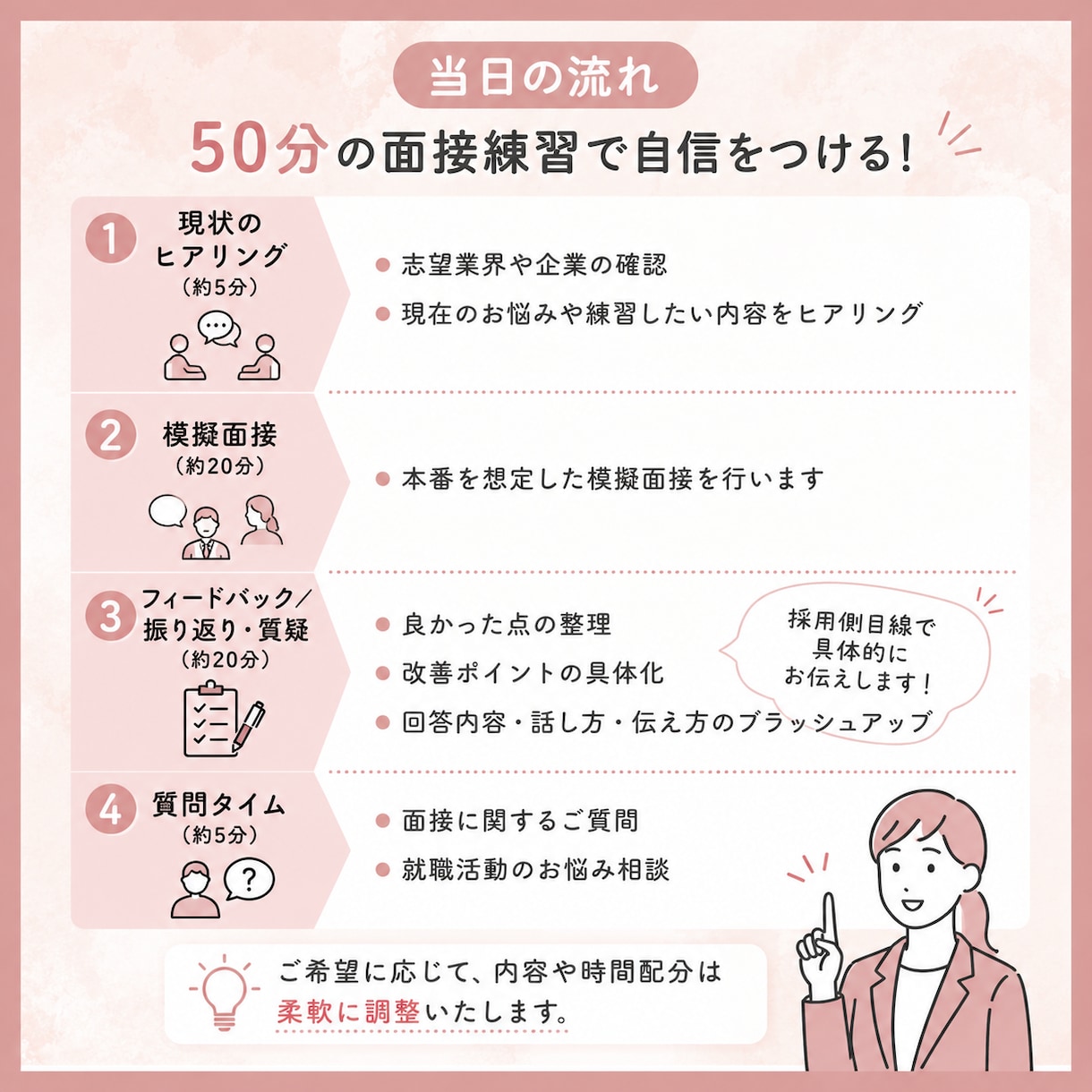 元人事×現役キャリセン勤務が就活向け面接対策します 採用担当とキャリセン、両方の視点で実践的にフィードバック イメージ4