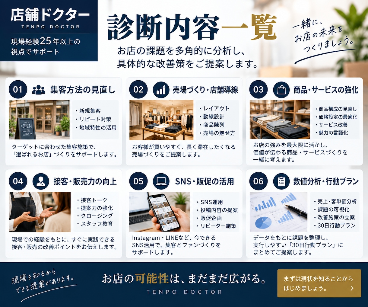 店舗の売上、集客改善を診断します 現場経験25年以上。改善点と30日行動プランを提案します。 イメージ2