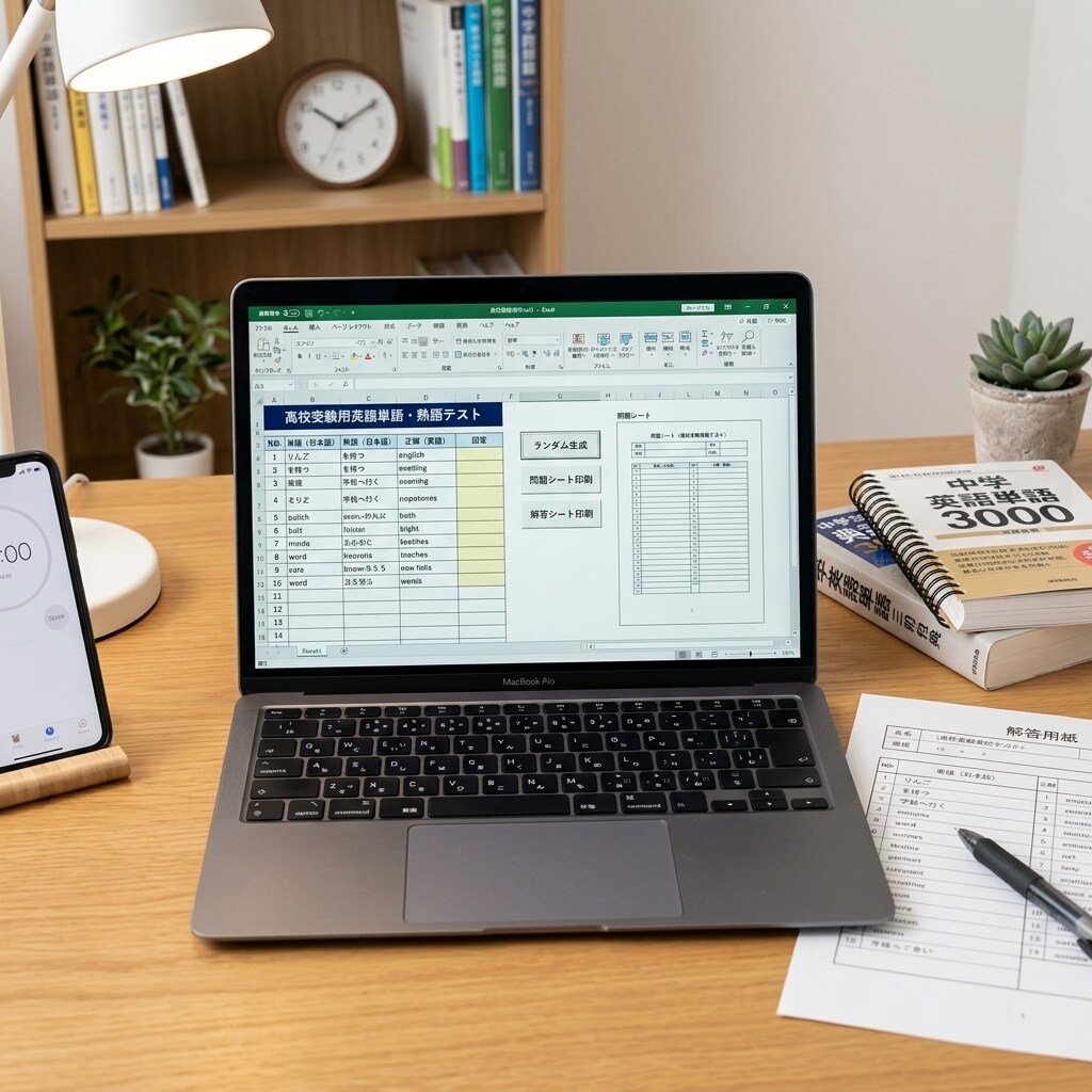 高校受験対応単語テスト作成エクセルを提供しますます 毎回違う問題で定着！すぐ使える中学生用英語テスト作成シート イメージ1