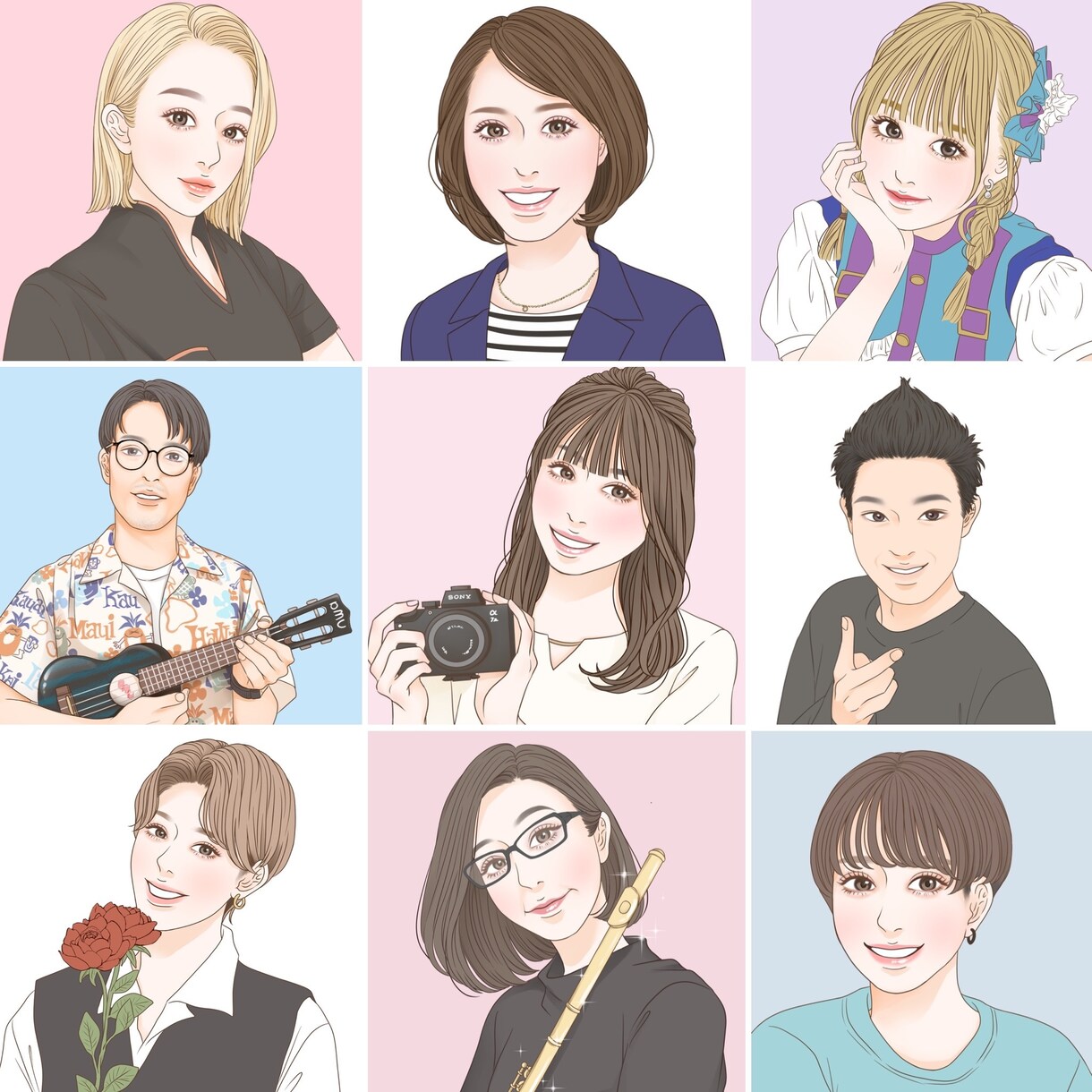 お写真からおしゃれな似顔絵描きます SNSアイコン、似顔絵、プレゼントなど特別な一枚をどうぞ イメージ3