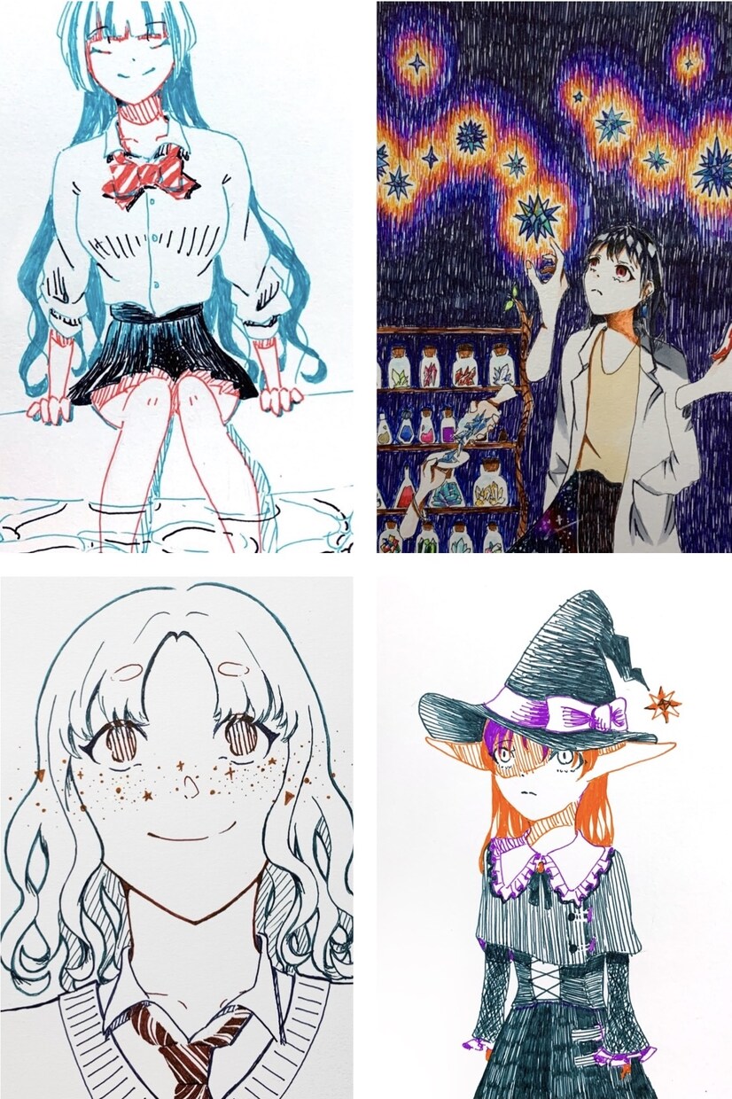 アナログで絵を描いています ボールペン、水彩、コピックで絵を描きます。 イメージ3