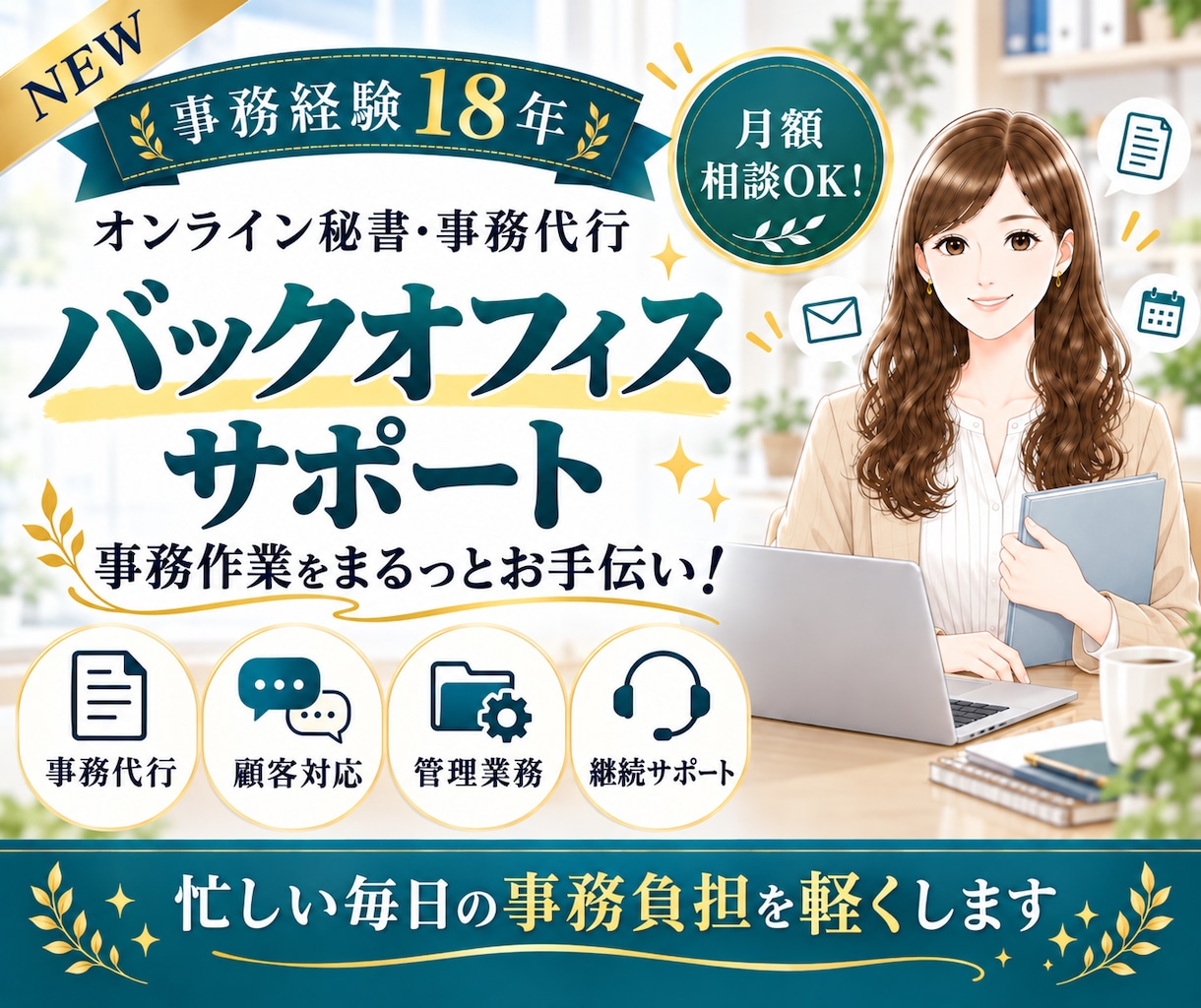 事務歴18年！バックオフィスを継続サポートします ✨NEW✨月10時間の継続プラン｜事務・顧客対応・管理 イメージ1