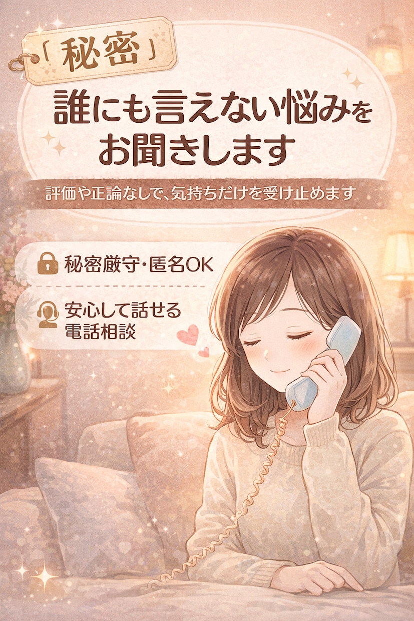 誰にも言えない悩みをお聞きします 心が限界になる前に、誰かに話してみませんか？ イメージ1