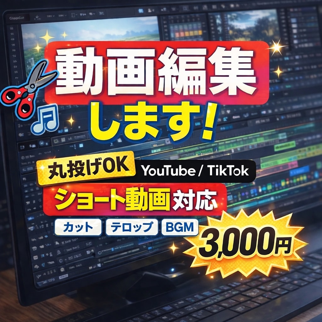丸投げOK！動画編集を丁寧に行います カット編集・テロップ・BGM・ショート動画対応 イメージ1