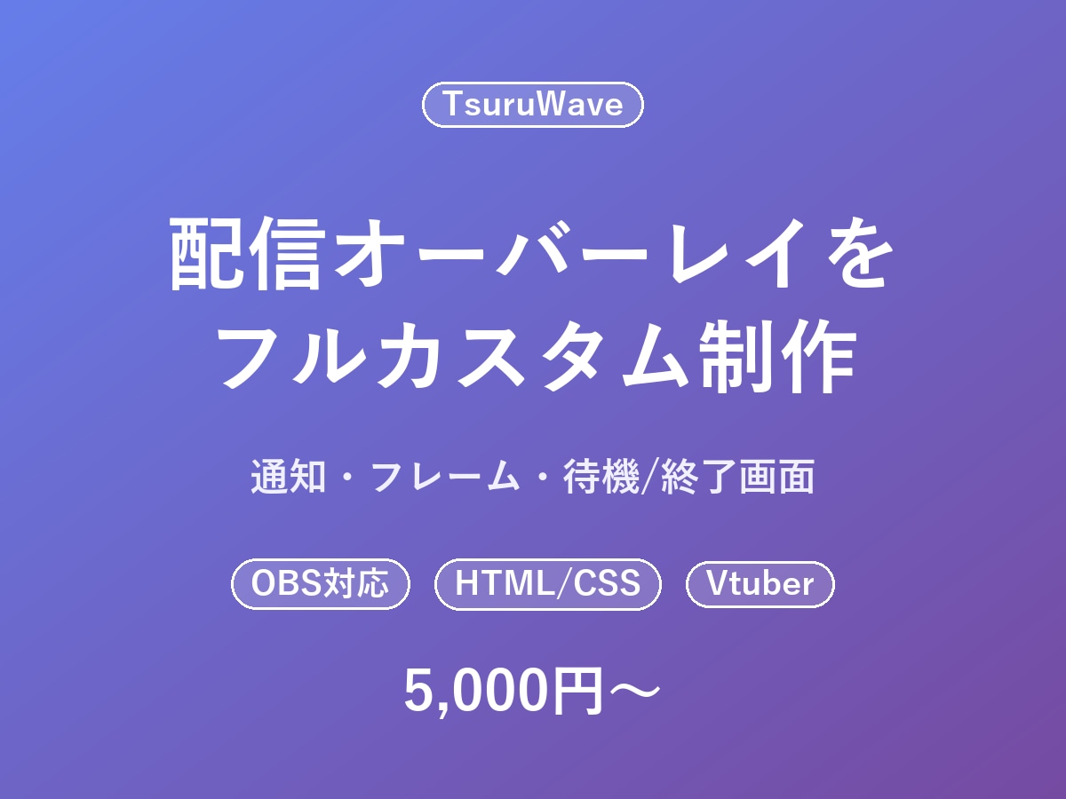 配信オーバーレイをフルカスタムで作ります OBS対応・通知/フレーム/待機画面をあなた専用に イメージ1