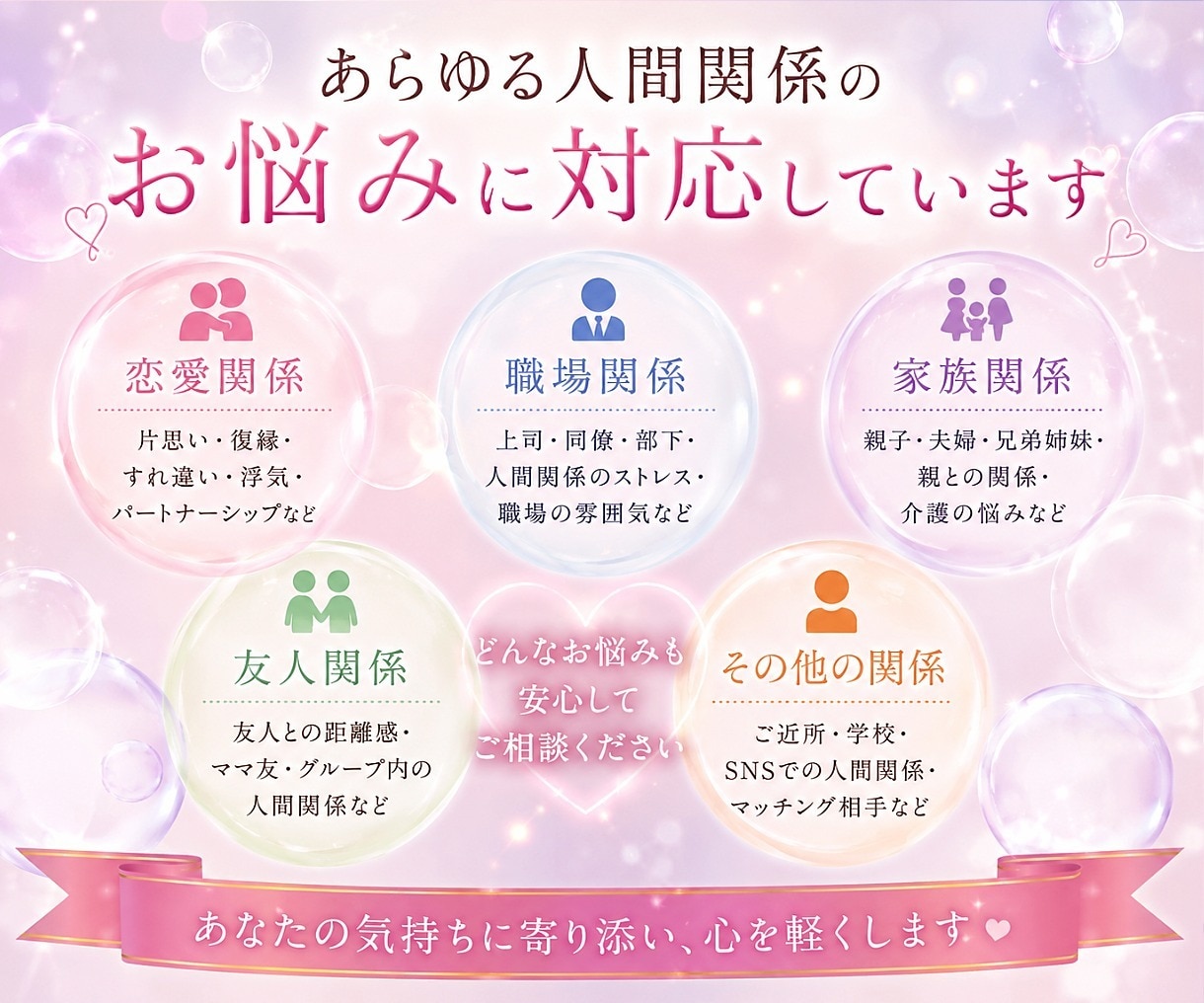 人間関係の悩み・ストレス話すだけでもスッキリします 元精神科看護師が、安心して打ち明けられる場所をご提供します♡ イメージ3