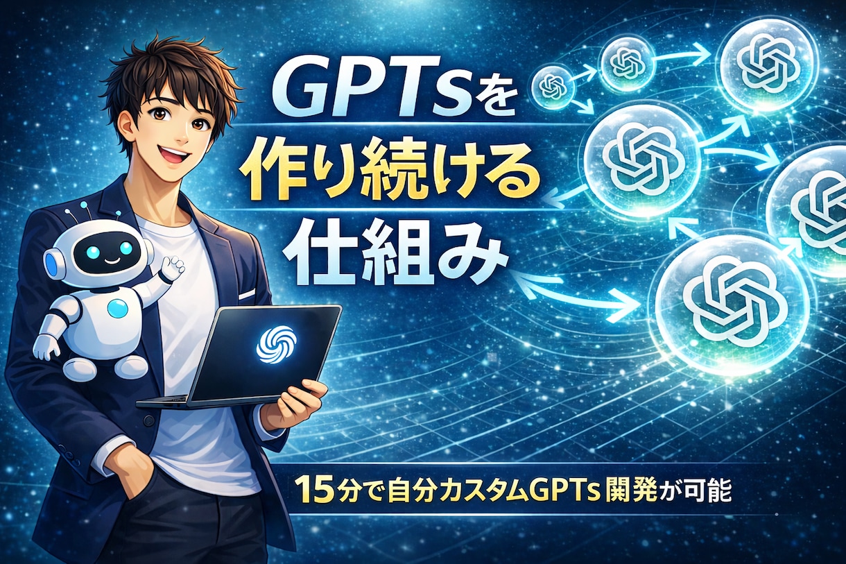 GPTsを量産できる仕組みを作ります GPTsは「作れた」だけでは意味がありません。 イメージ1