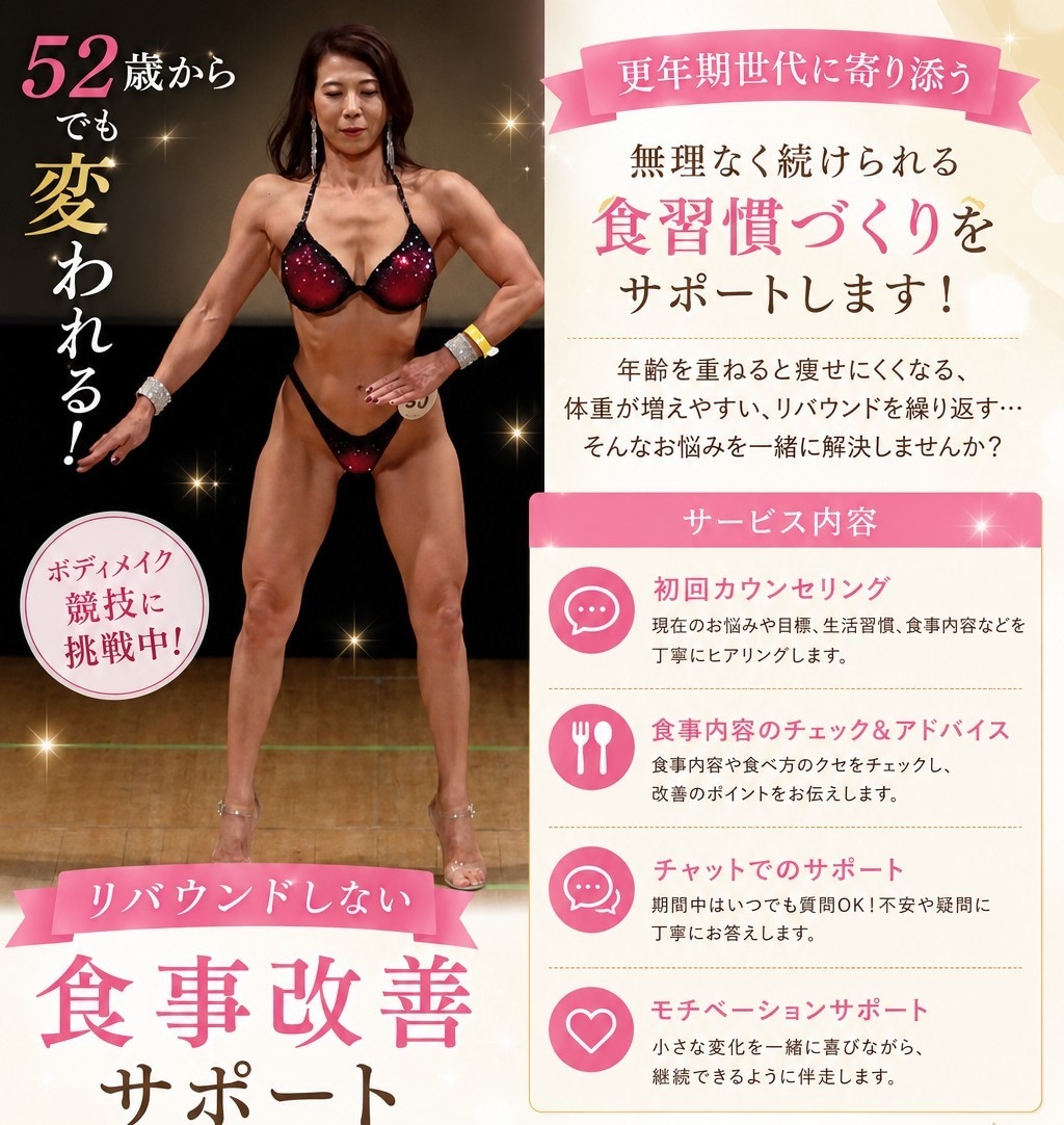 更年期世代のダイエットをサポートします [お試し]我慢しすぎなくても変われる！食事改善を応援！ イメージ1