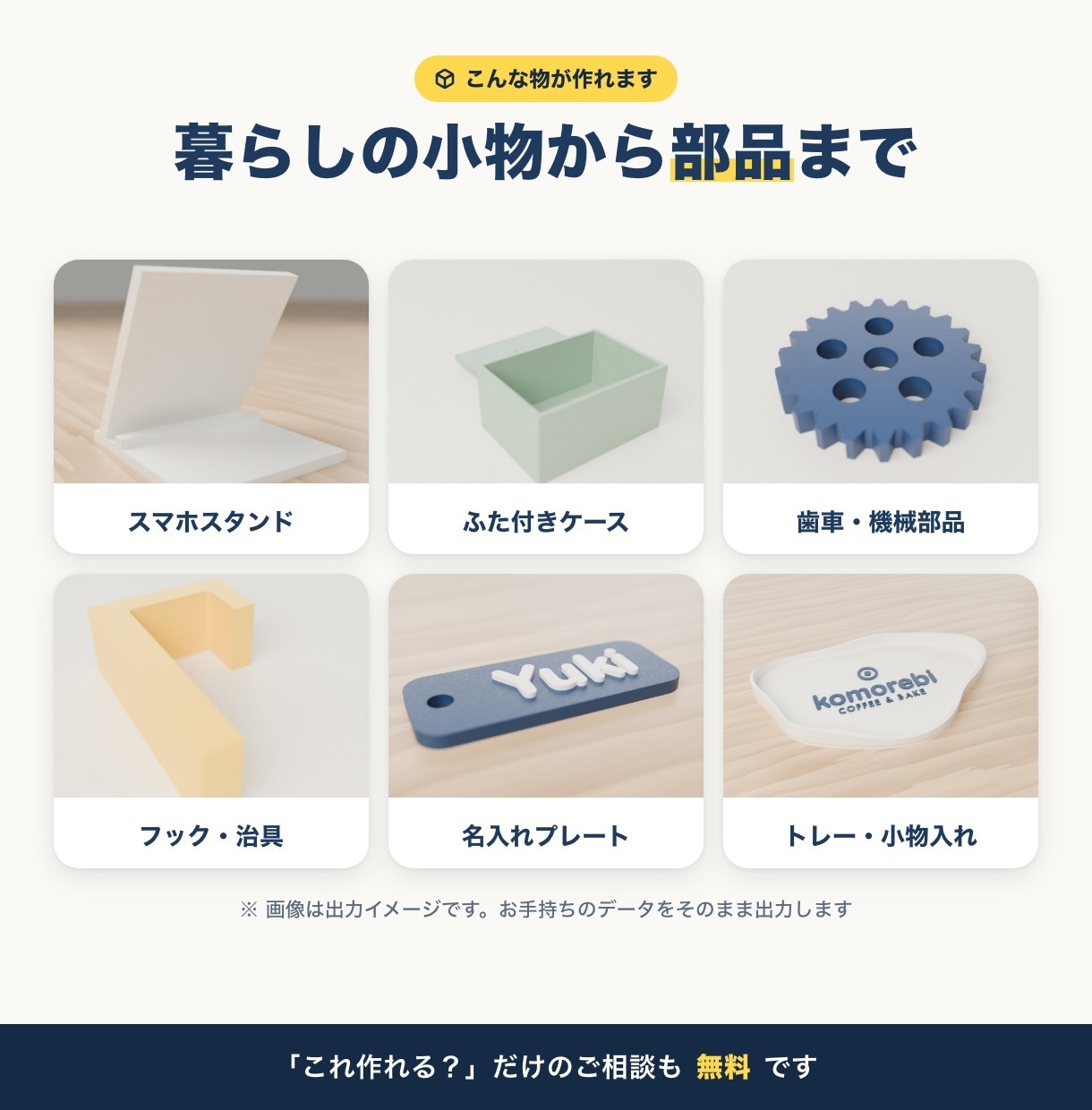 お手持ちの3Dデータをプリントして届けます STL/3MFをお送りください。1個から、材料費・送料込み イメージ3