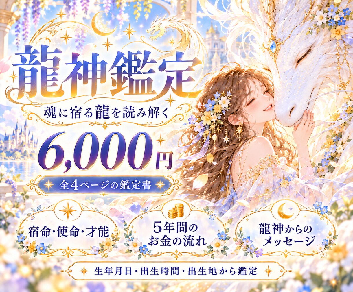 あなたの魂に宿る龍を読み解きます 宿命・使命・天命・魂の才能・5年間のお金の流れまで鑑定します イメージ1