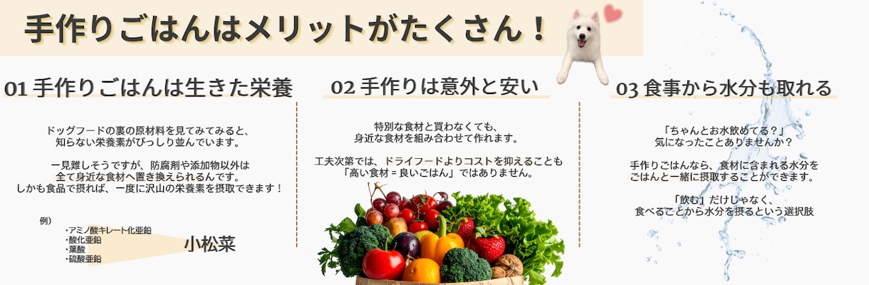 愛犬の初めての手作りごはんレシピを作ります 元動物看護師が考える、愛犬専用レシピ２品と初心者向けガイド付 イメージ3