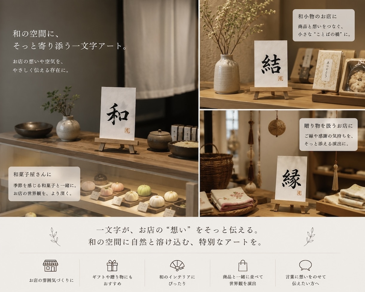一文字の筆文字アート製作いたします 手のひらにおさまる、ちいさな一文字の書。 イメージ5