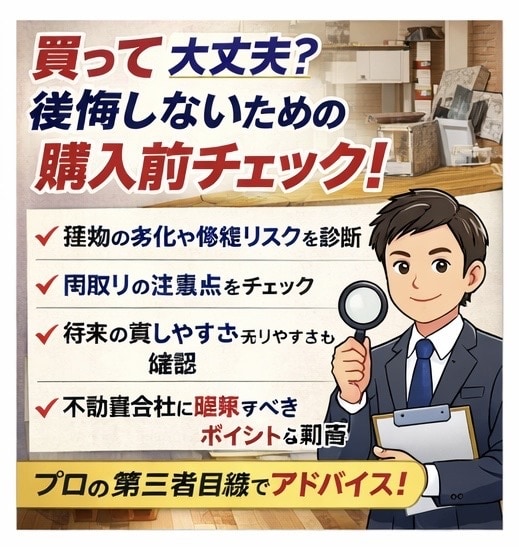 中古住宅・投資物件購入前に建築士がチェックします 物件購入前に見落としやすい点を第三者目線で整理します。 イメージ3