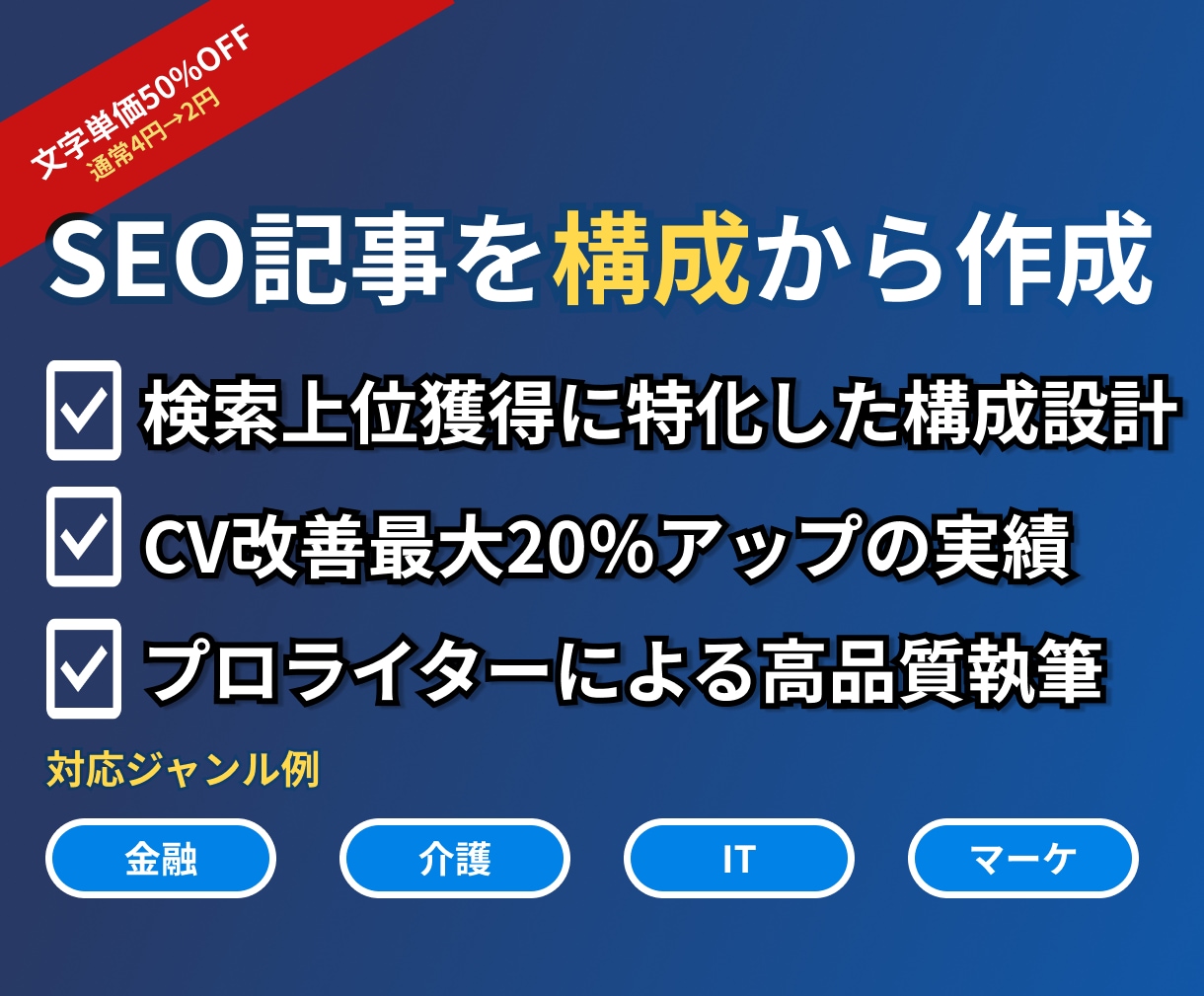 SEO特化ライターが高品質な記事を執筆します 【文字単価50%割引】集客・CVにつながる記事をご提供 イメージ1