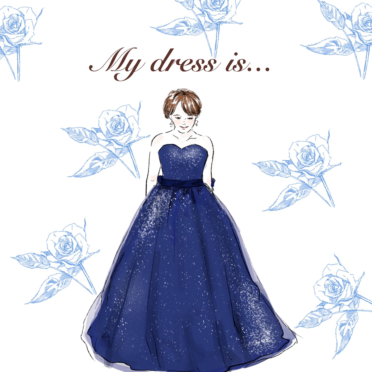 結婚式用ドレス色当てクイズのイラスト描きます ドレス色当てクイズ用の絵を似顔絵でお好きなドレスで描きます イメージ3